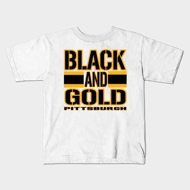 Pittsburgh LYFE Black and Gold True Football Colors! Kids T-Shirt by OffesniveLine